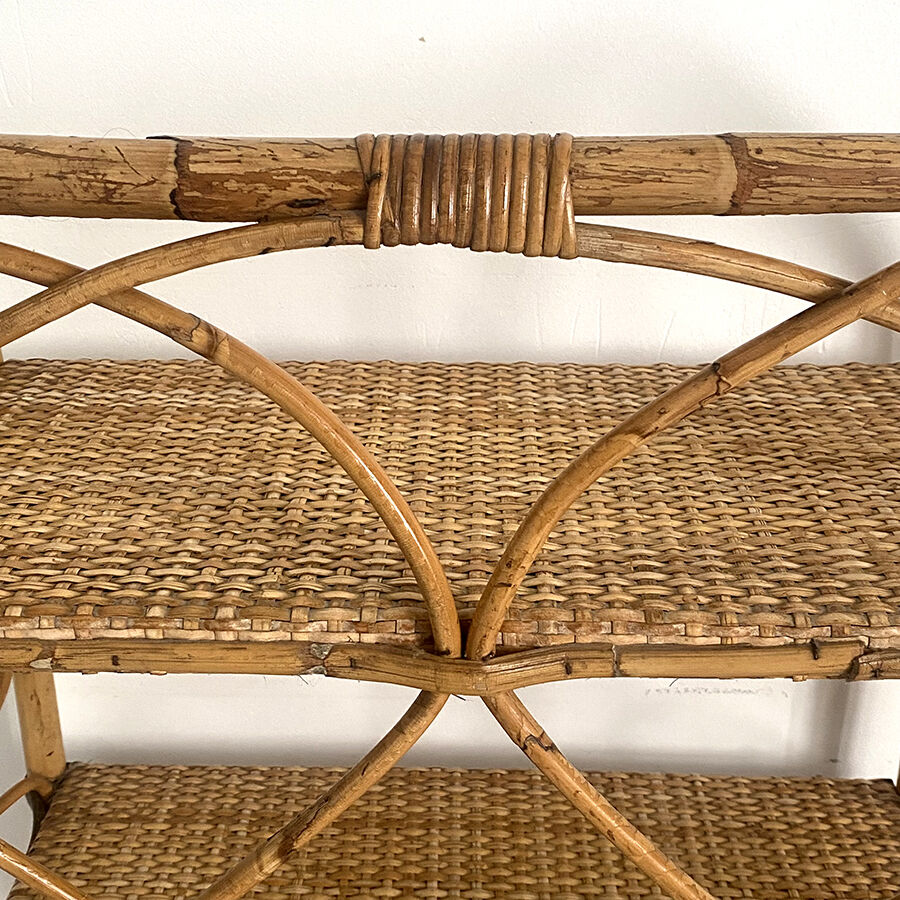 Vintage rattan shelf 60's