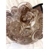 Contemporary Venied-Brown Disks Flush Mount