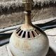 Vintage handmade lamp 1970 - natural leaf shade & base