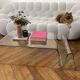 Vintage coffee table in curved corrugated tempered glass minimalist design