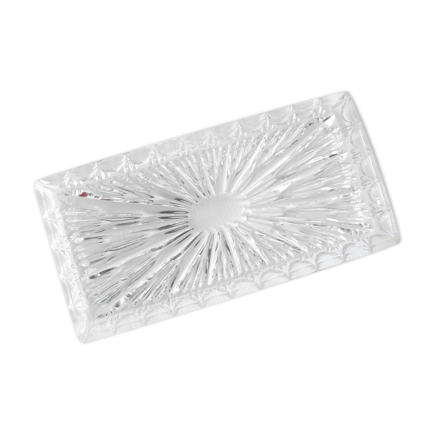 Rectangular glass dish, moulded glass, art deco