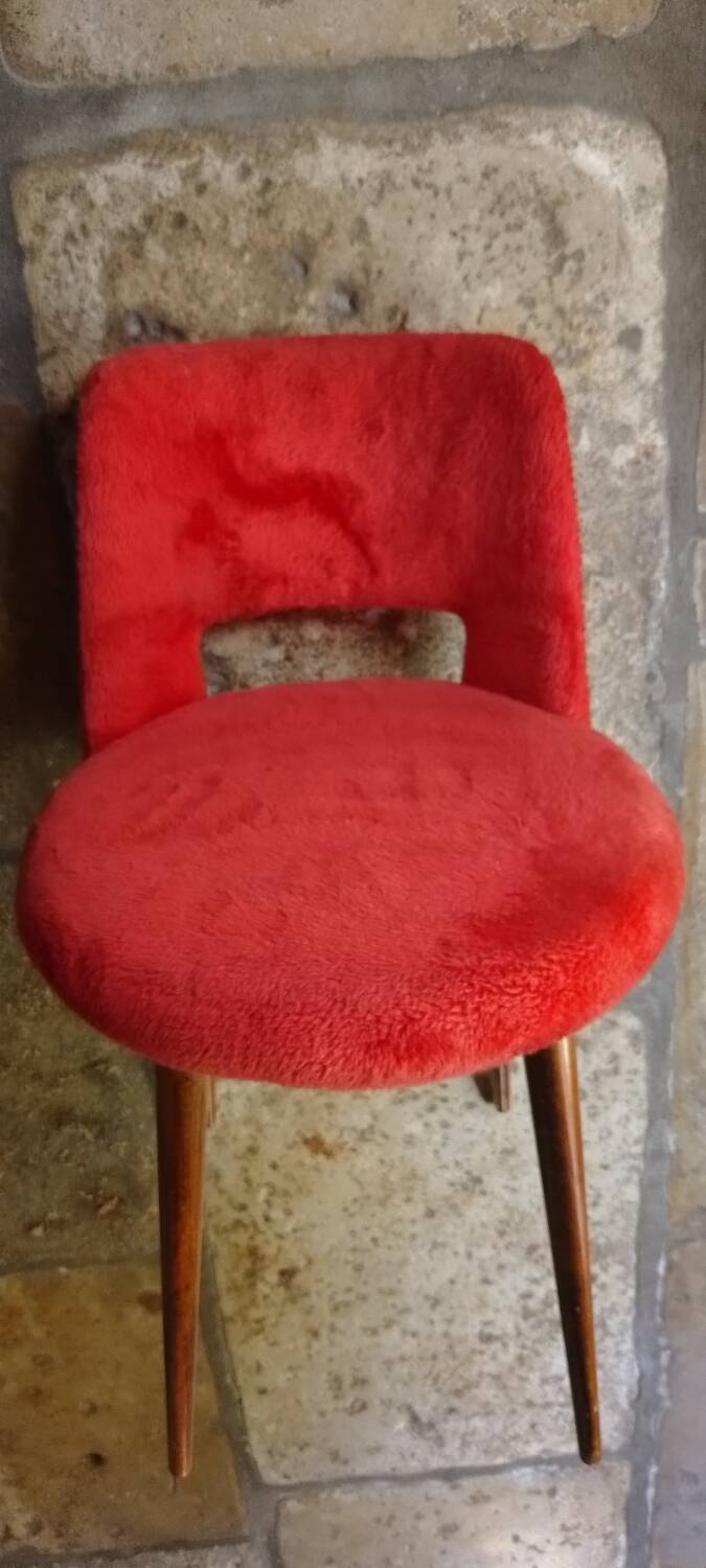 Vintage orange-red fur chair