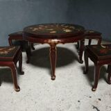 Antique Japanese coffee table with stools