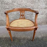 American office chair Louis XVI style wood and caning 1900