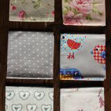 Un lot de 6 serviettes de Table dépareillé Fleurs Oiseaux