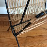 Wicker and metal magazine rack