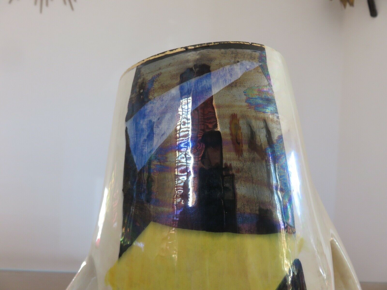 Large free-form vase in iridescent ceramic 60s