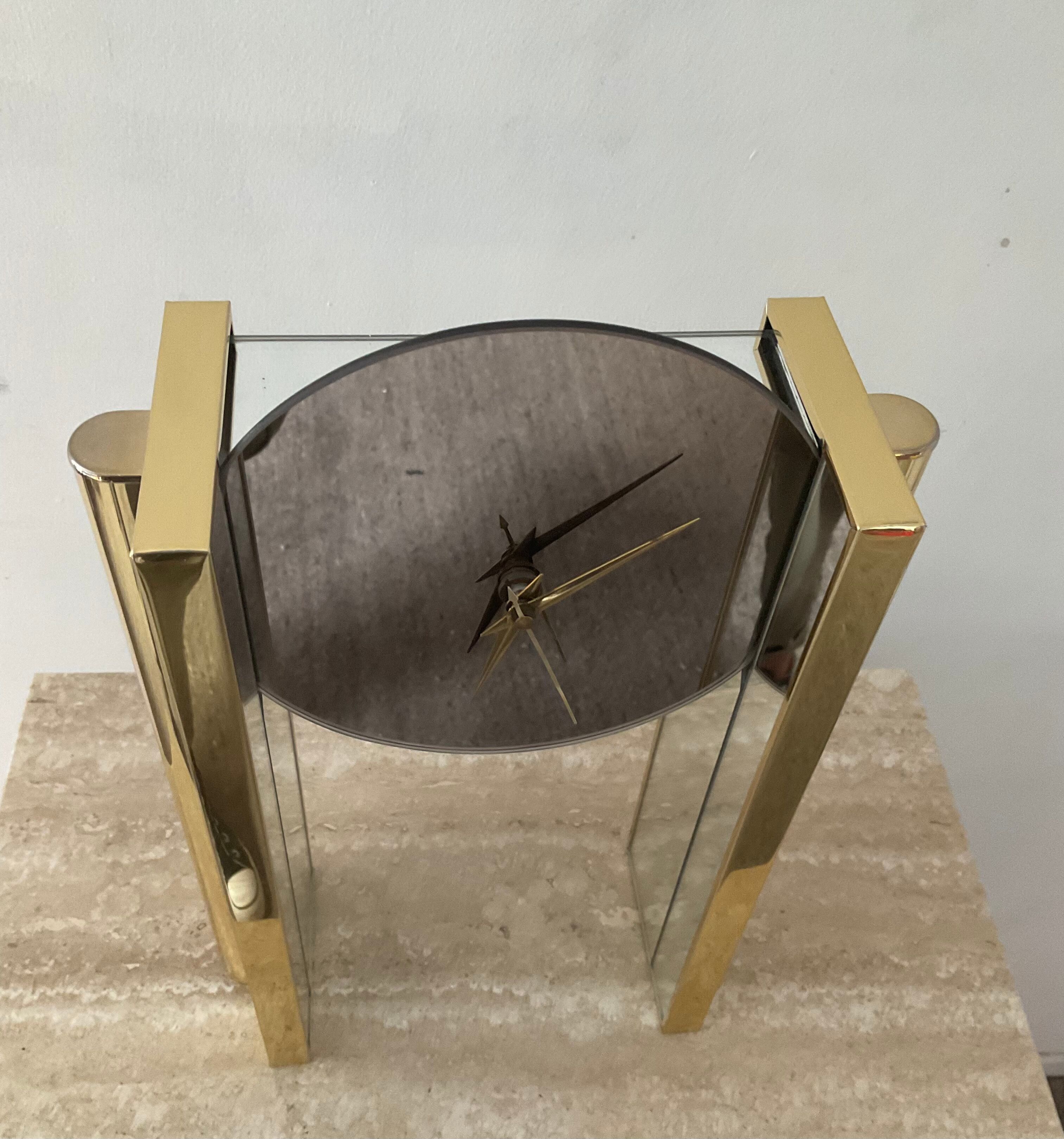 Hollywood Regency clock by Nufa Holland in brass 70s-80s