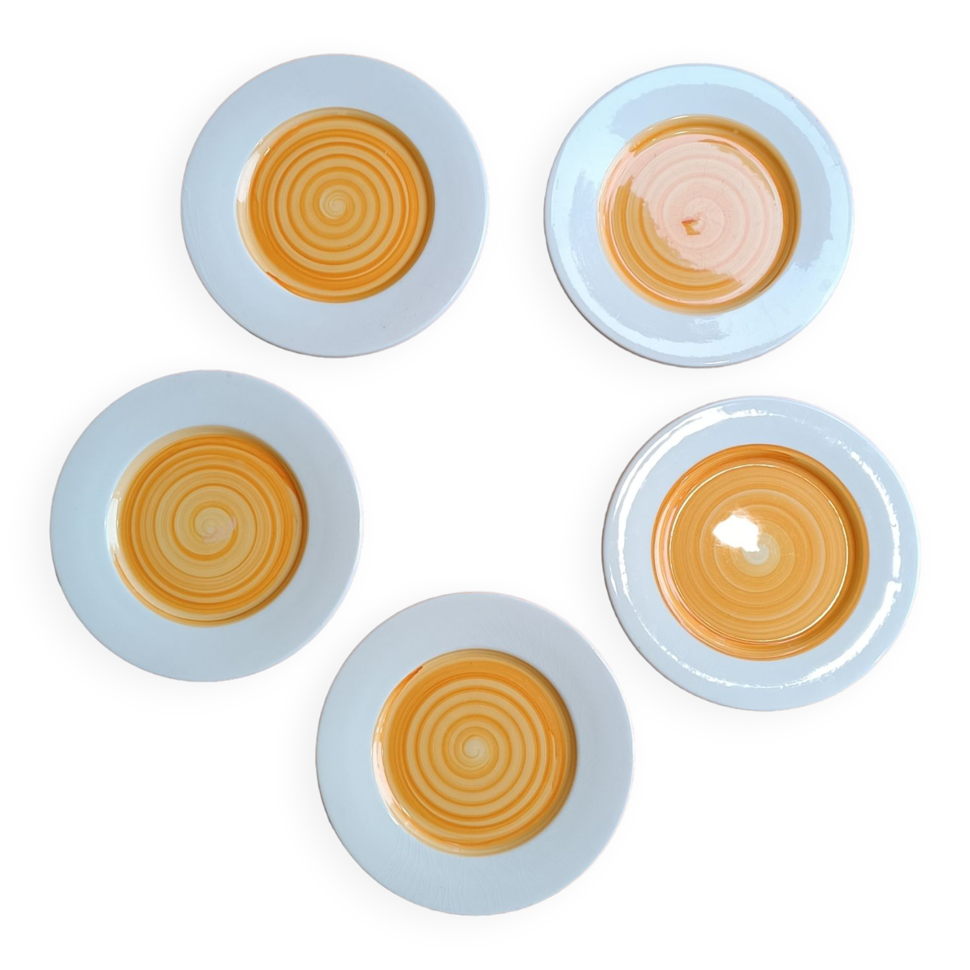 Italian plates 70's hand painted patterns