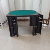 Square table mutlifunction Italian design, signed reversible board for the game, bar legs