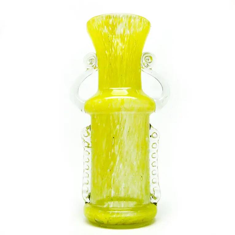 Vase postmoderne, verre jaune, Pologne, années 1970
