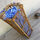 Panier rotin et tissu vishy bleu vintage