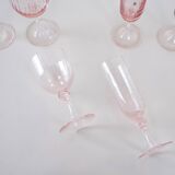 Set of pink glasses, French design, 1970s, made in France
