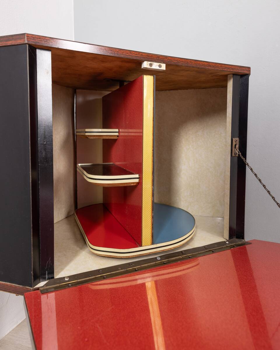 Vintage 60s corner bar cabinet in italian design wood