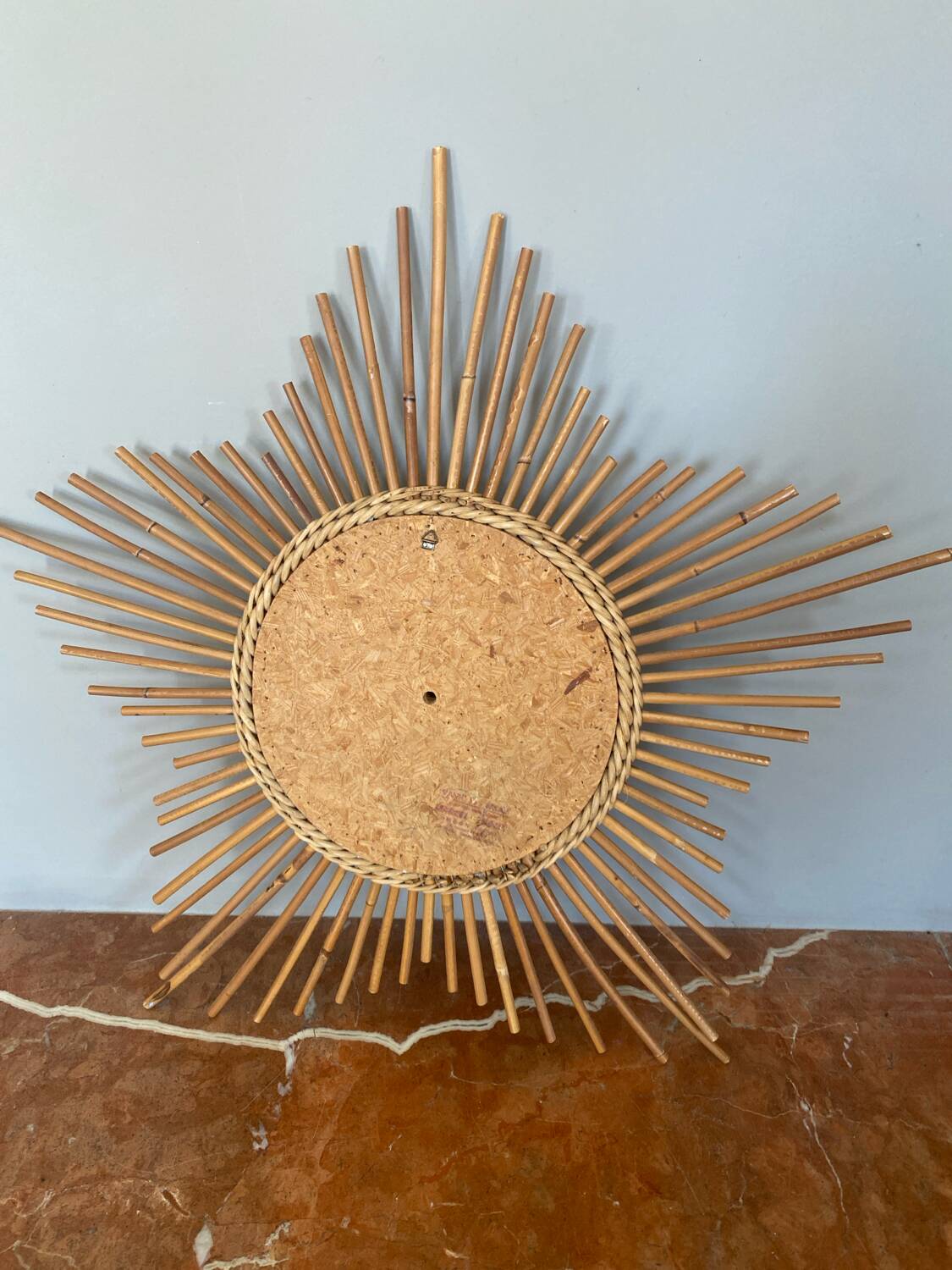 Very beautiful vintage rattan sun mirror