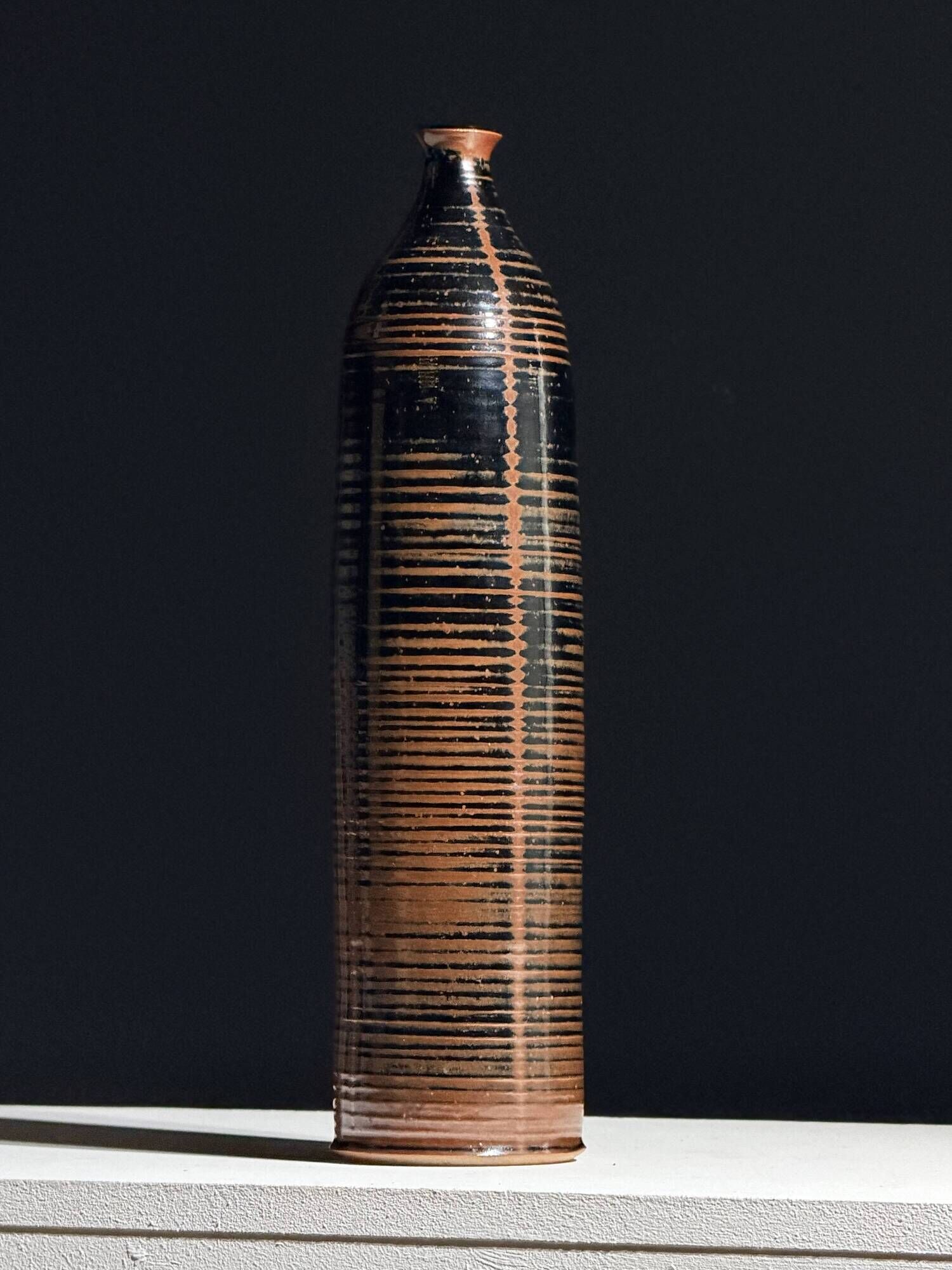 Large glazed stoneware soliflore vase – La Borne, 1960s