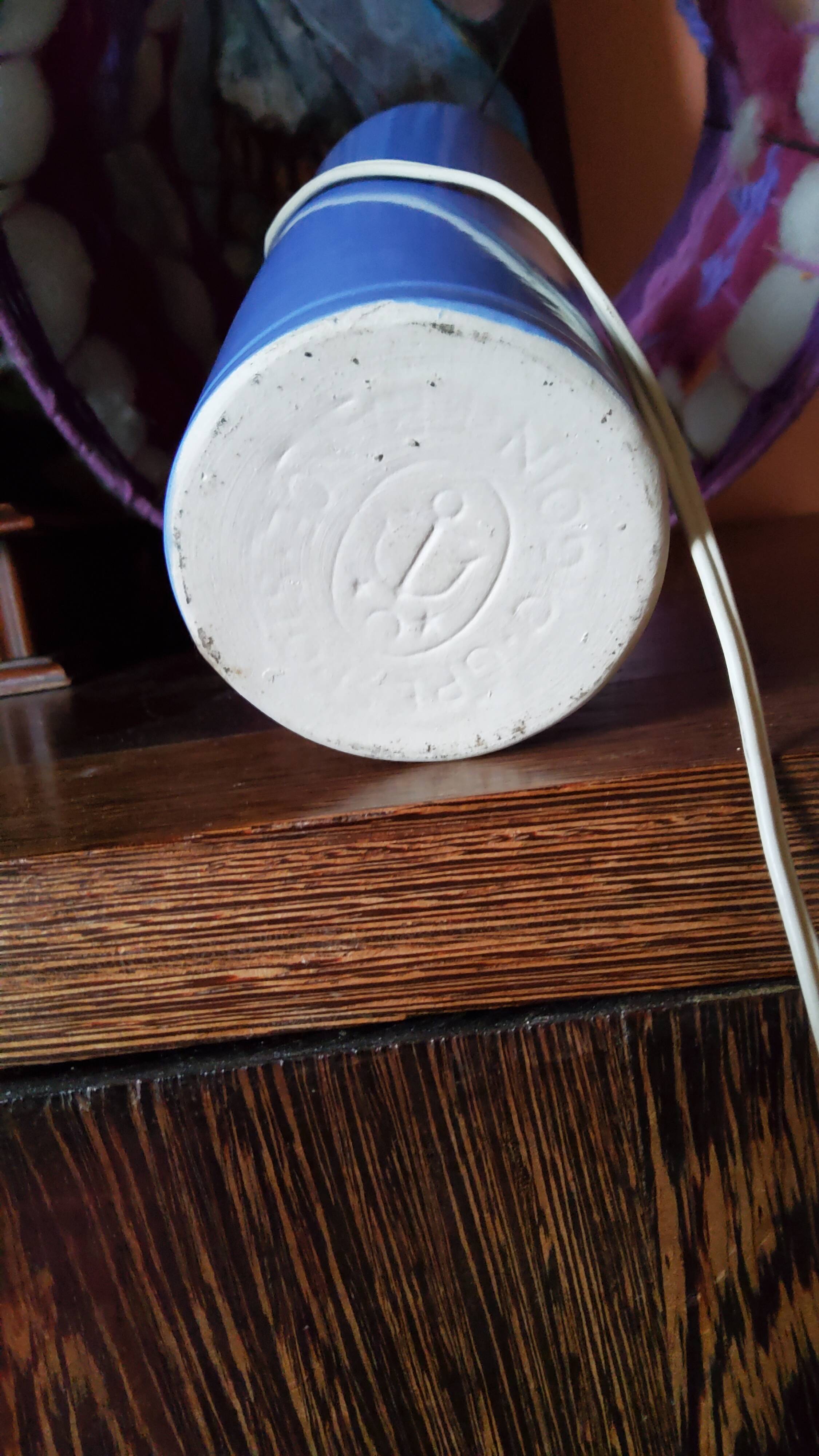 Digoin sandstone lamp from the 70s wool lampshade