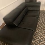 Canapé d’angle cuir noir Roche Bobois