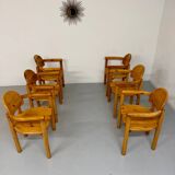 Set of 6 solid pine chairs in Scandinavian design by Reiner Daumiller vintage