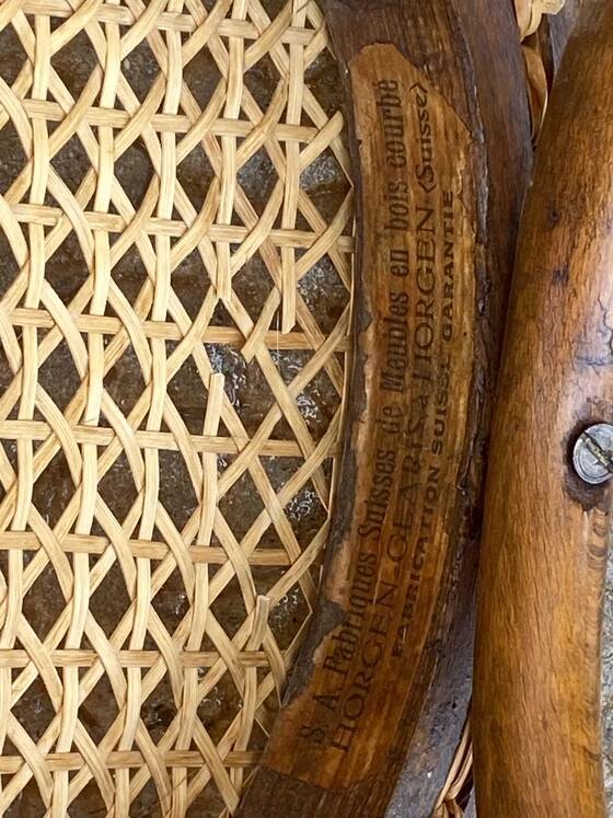 Bistro chair Horgen Glaris in curved wood and caning, Switzerland, circa 1900.