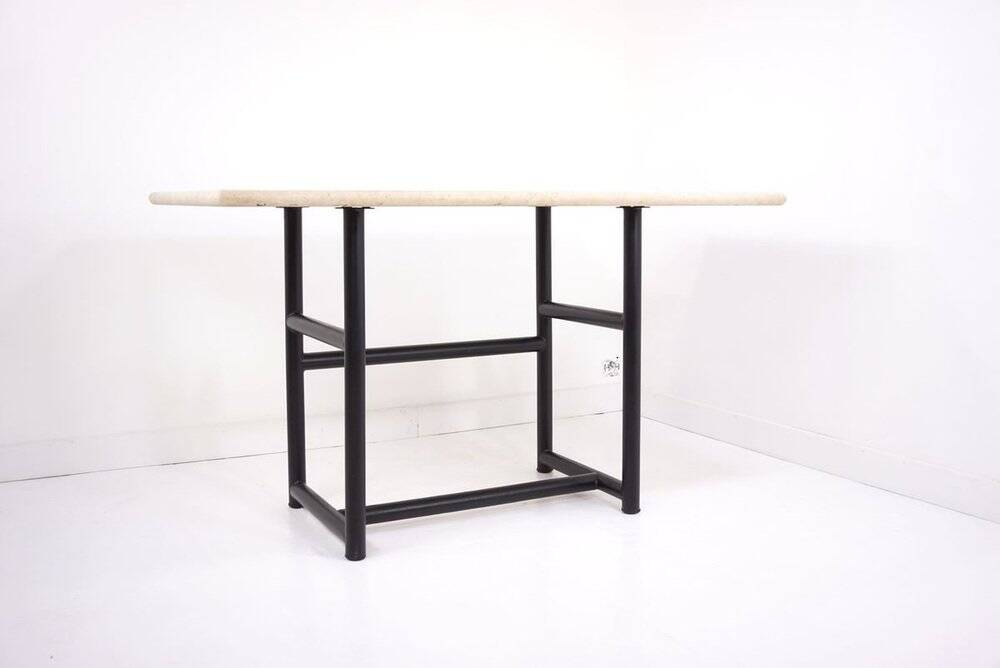 Metal and travertine work table, 1980s
