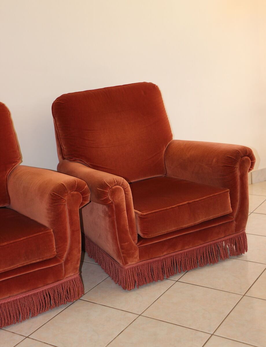 Paire de fauteuils bergères roses