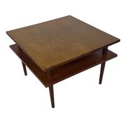 Table basse carrée vintage en placage de teck, design des années 1960