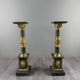 Pair of green marble columns, gilded bronze and gilded brass, 20th Century
