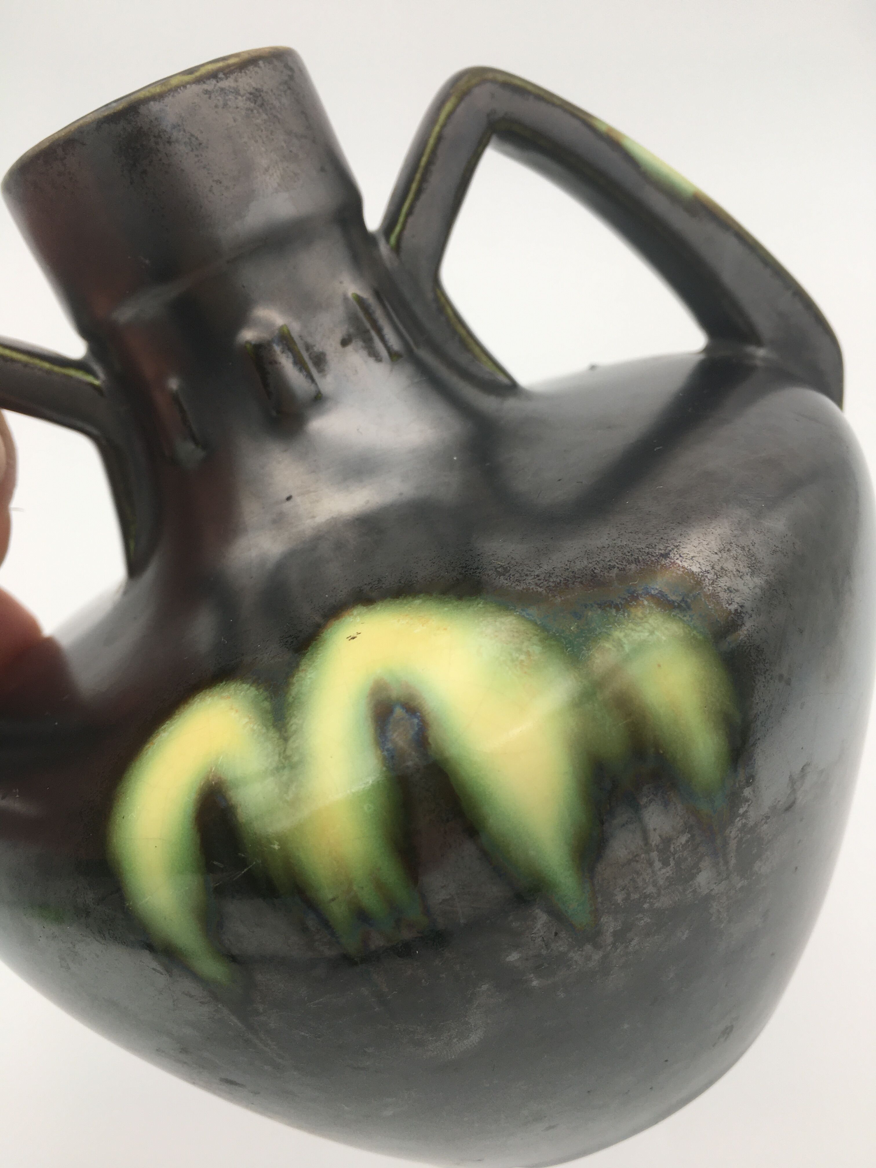 Art Deco vase in glazed ceramics, by Gustave De Bruyn, numbered - 1920s-1930s