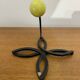 Old Black Wrought Iron Wall Hook + Yellow Plastic Ball 70's Vintage