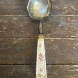 Cuillère de Service Louche Ancienne Metal Argenté + Manche Porcelaine