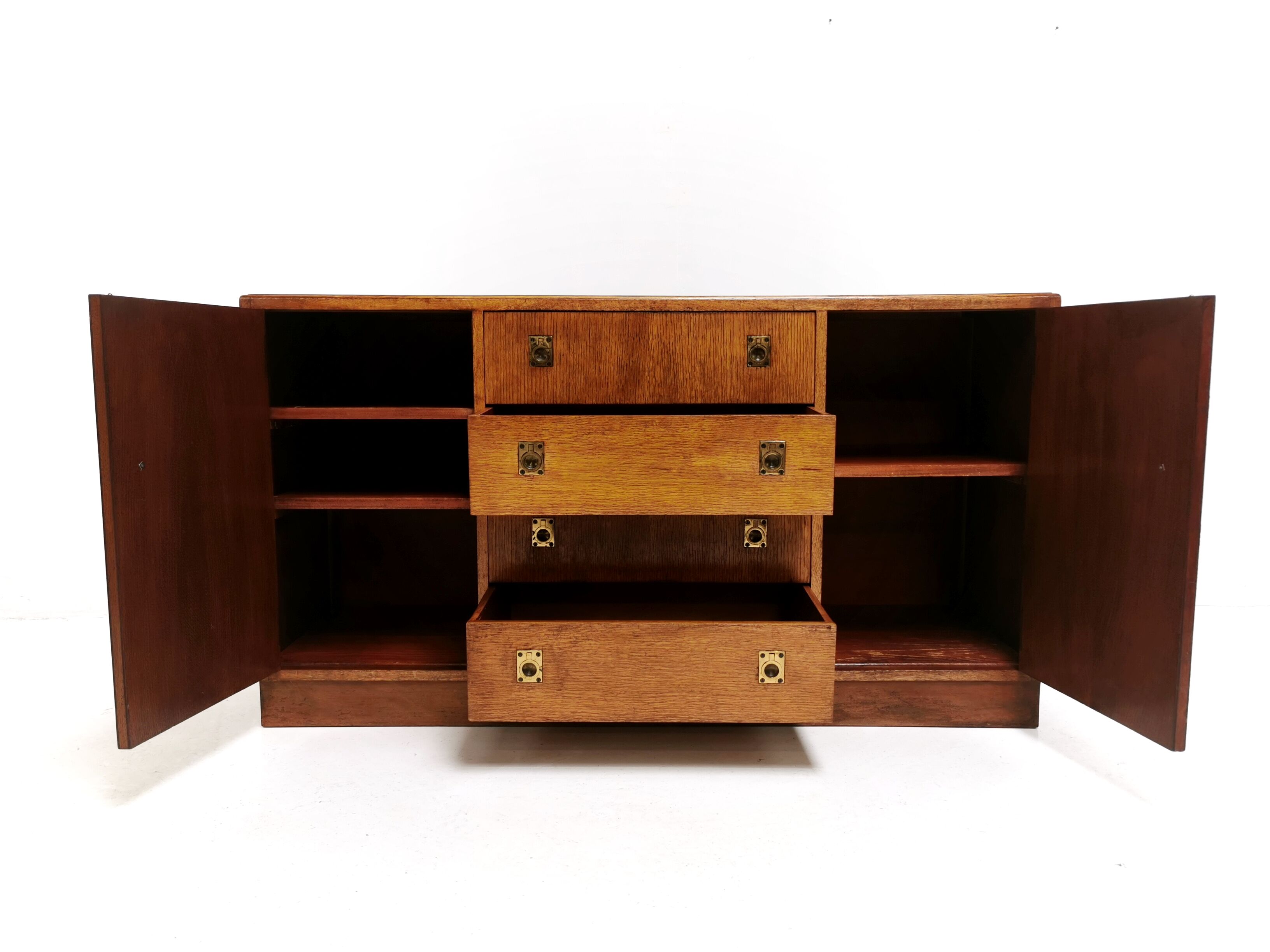 Art deco oak sideboard military campaign heals