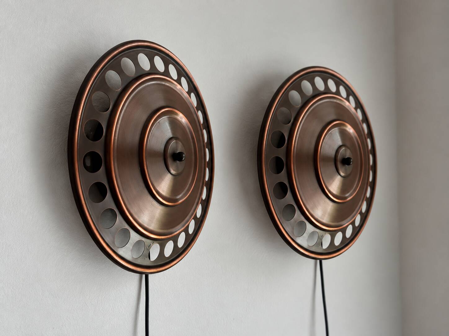 Wall sconces, Bankeryd, Nils Ledung, Copper, swedish, 70/80s, pair