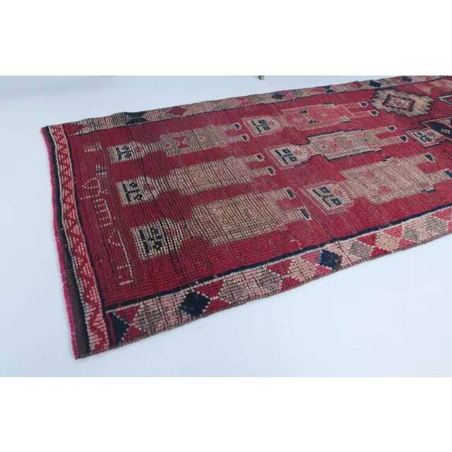 Vintage Turkish Hand-Knotted Wool Cotton Purple Runner 90x288