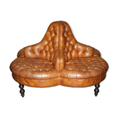Canapé Chesterfield en cuir Heritage, quatre places, modèle Tête-à-Tête