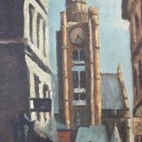 Tableau Grande huile sur toile d'une rue