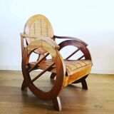 Colonial armchair in wood and bamboo