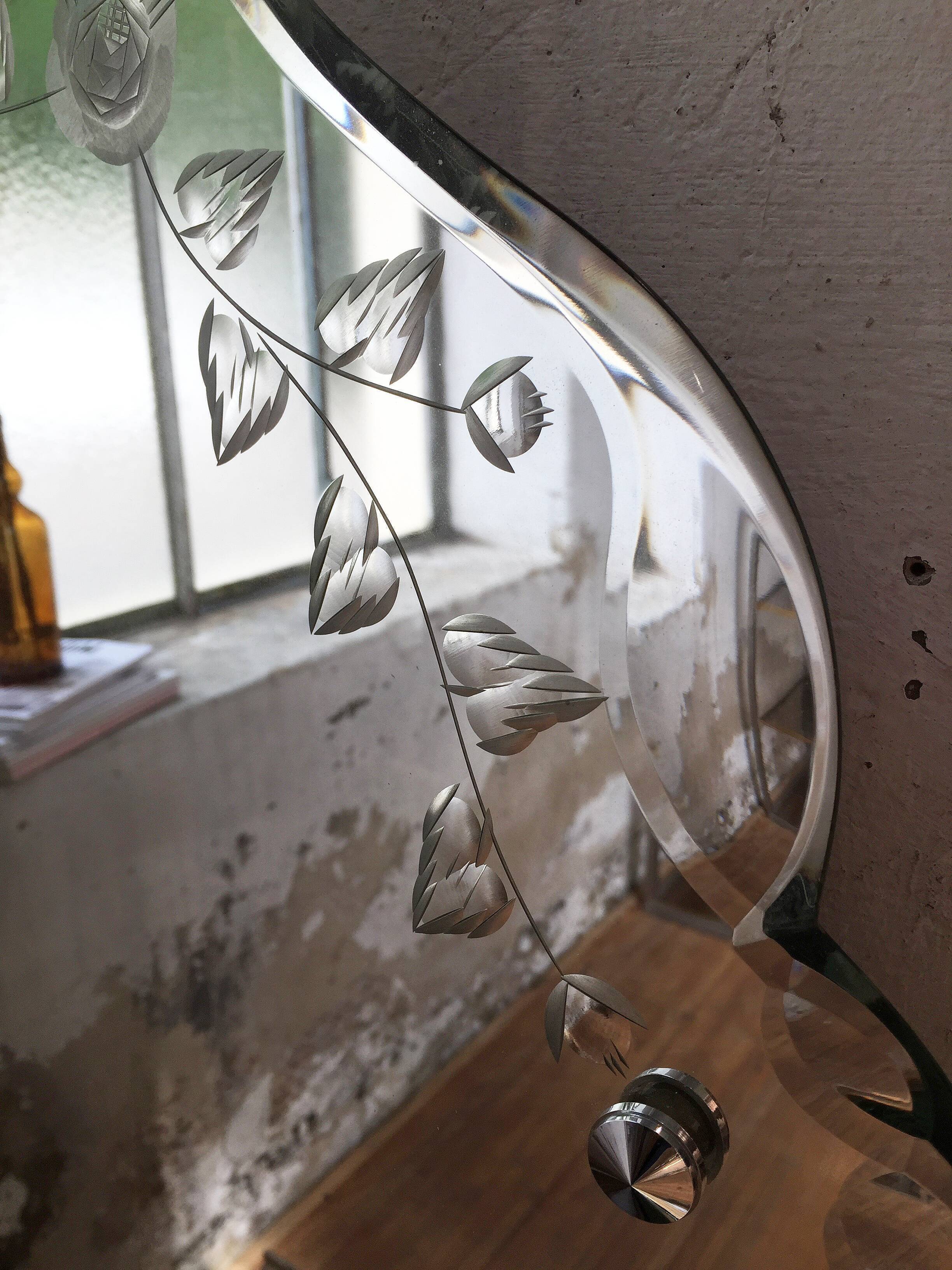Beveled mirror 50s flowery 82 x 56 cm