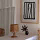 Rattan table lamp 50s piece signed