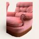 Pair of pink tufted velvet frog chairs from the 1970s.