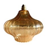 Vintage amber glass bell pendant lamp