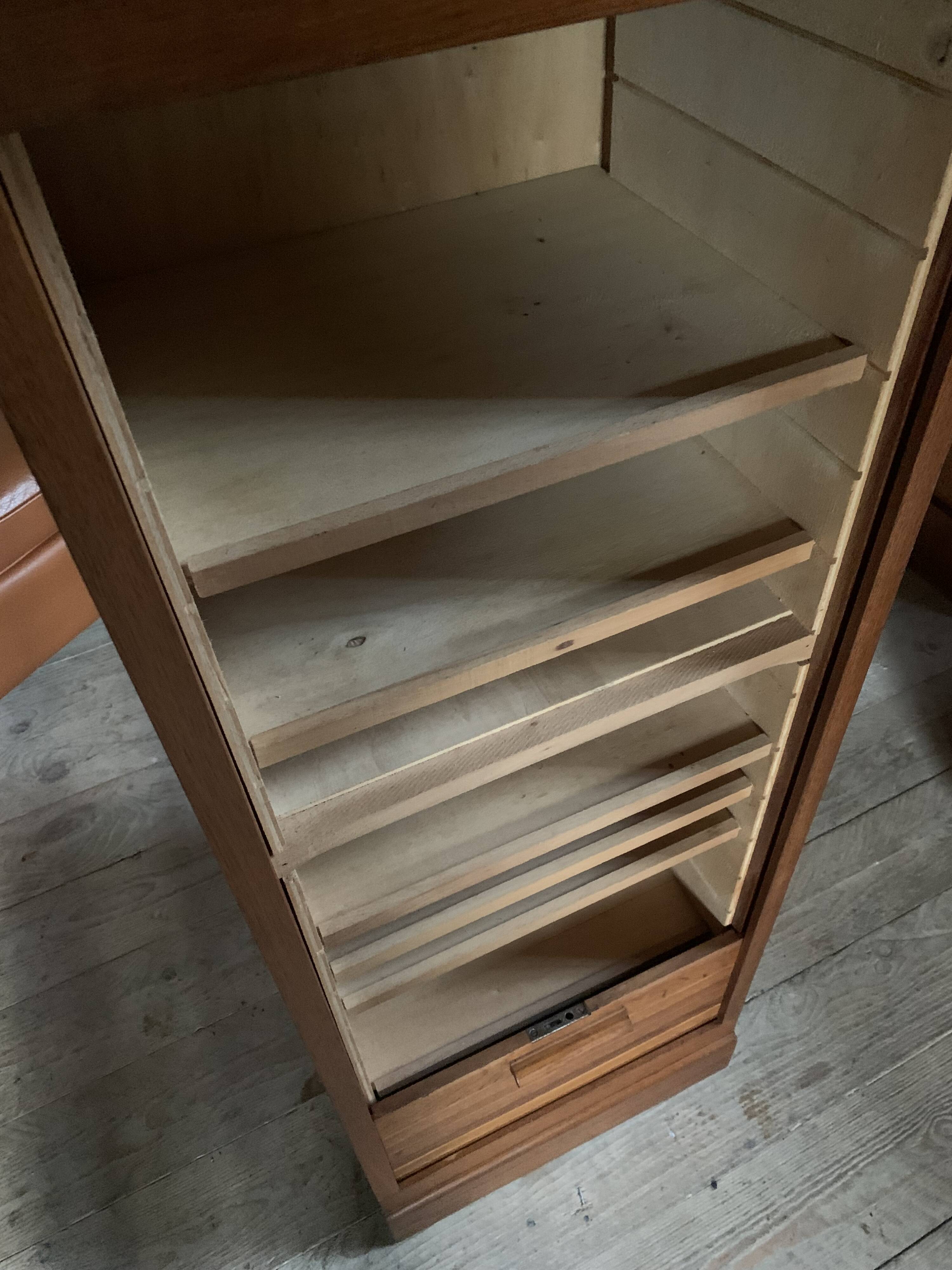 Vintage oak curtain filing cabinet