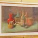 Dipinto Huile Sur Toile Nature Morte S. Piancaldi 50x70 Années 60/70