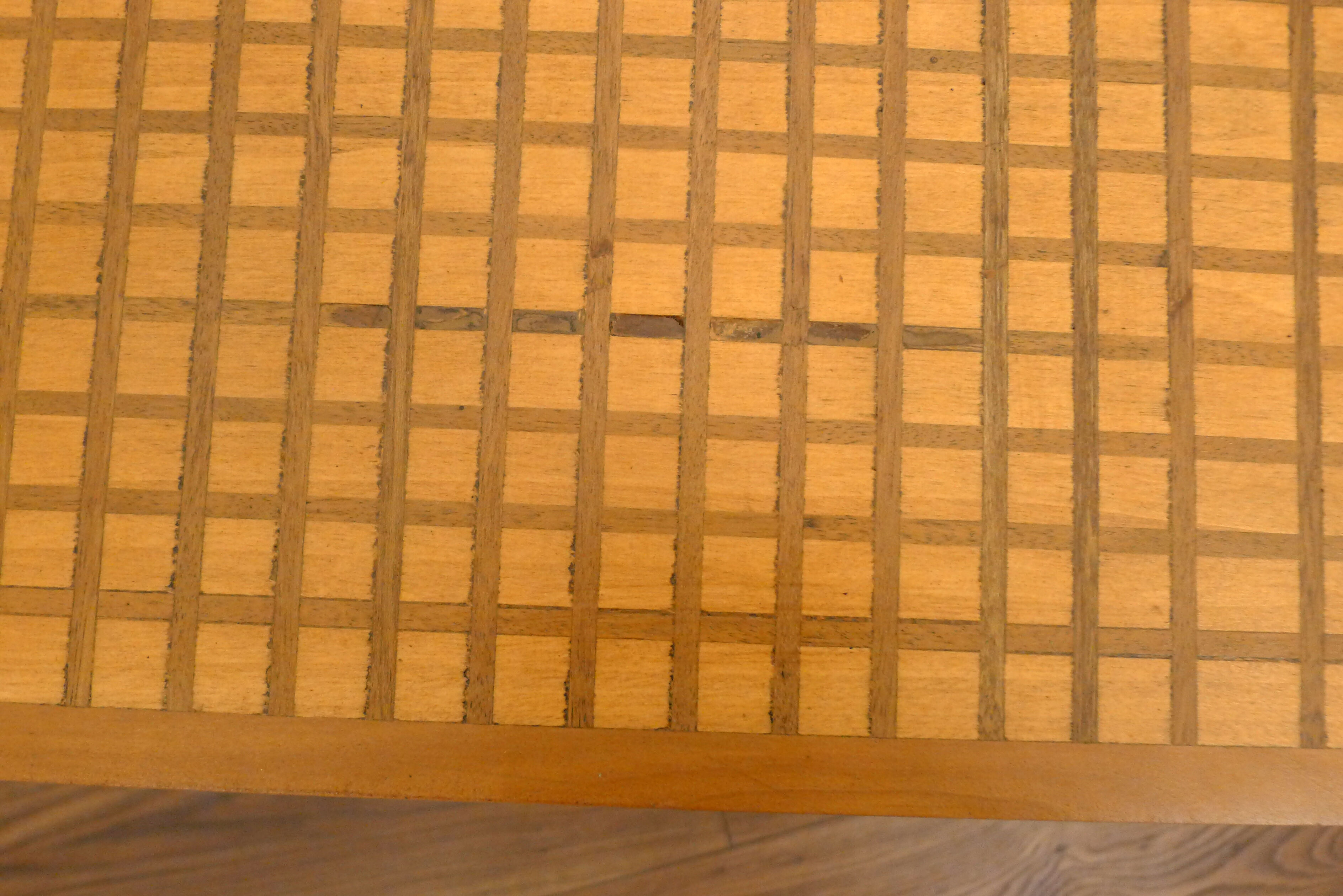 Mid-century grid coffee table, in wood & marquetry