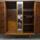 1970 Scandinavian wardrobe with shelves and mirror, 21x126, 2 doors.