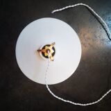 Ancienne suspension baladeuse en opaline blanche art déco 1930 ø 24.7 cm