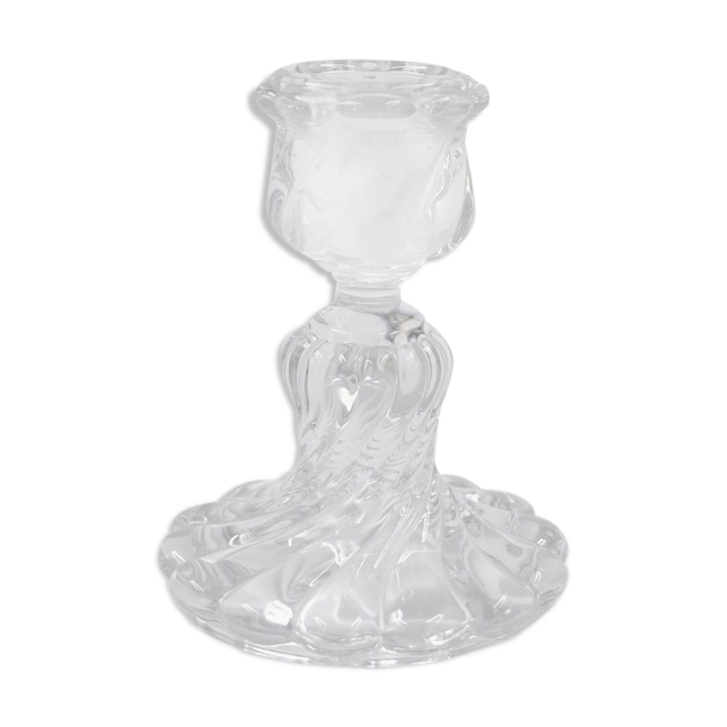 Baccarat: Bamboo-style crystal candlestick signed