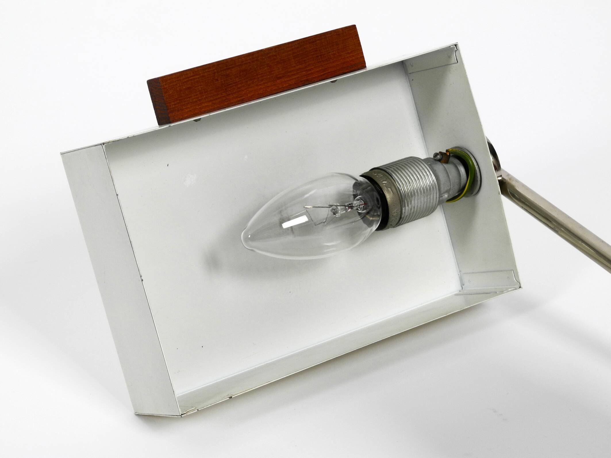 Rare original 1960s Kaiser Leuchten light metal teak table lamp