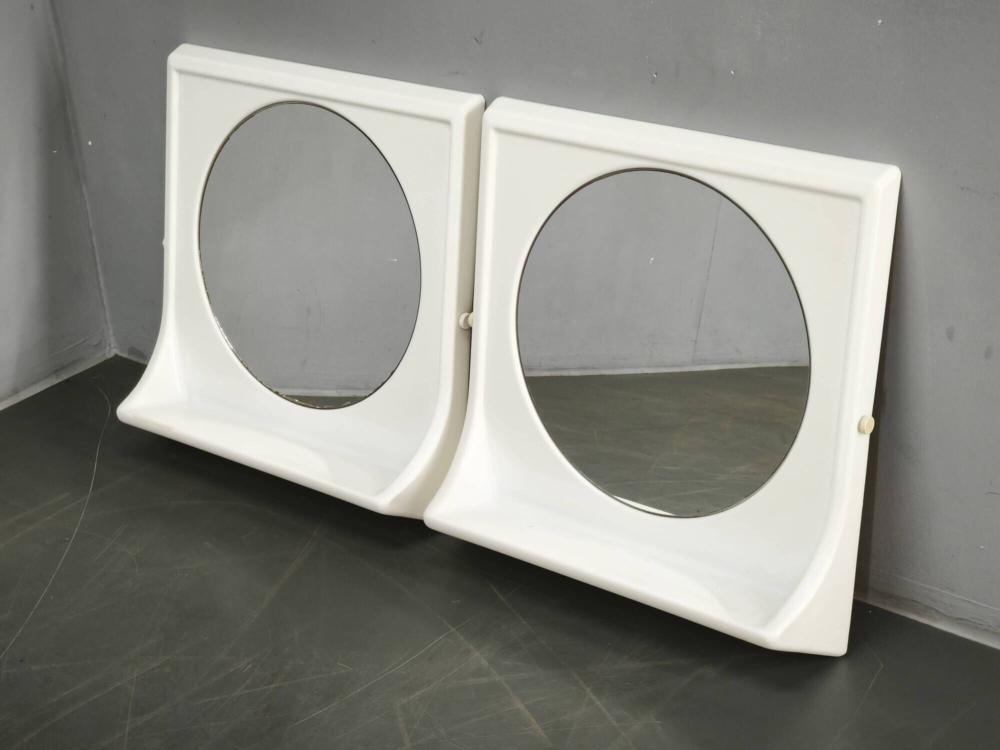Pair of Italian Space Age Terry Plastic Mirrors, 1970s