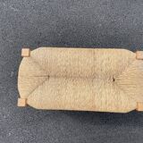 Vintage beech bench and country style straw